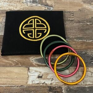 Elegant Bangle Set with Embroidered Pouch